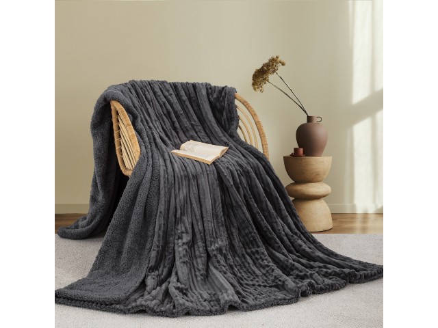 ΚΟΥΒΕΡΤΑ FLEECE/SHERPA 220X240 ADAM HOME (400) DARK GREY(70)