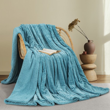 ΚΟΥΒΕΡΤΑ FLEECE/SHERPA 220X240 ADAM HOME (400) AQUA(25)