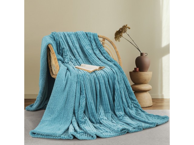 ΚΟΥΒΕΡΤΑ FLEECE/SHERPA 220X240 ADAM HOME (400) AQUA(25)