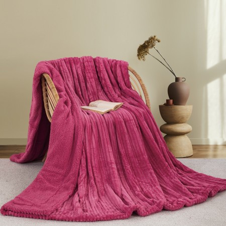 ΚΟΥΒΕΡΤΑ FLEECE/SHERPA 220X240 ADAM HOME (400) FUCSHIA(21)