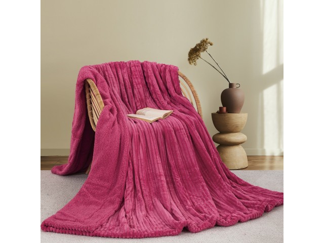 ΚΟΥΒΕΡΤΑ FLEECE/SHERPA 220X240 ADAM HOME (400) FUCSHIA(21)