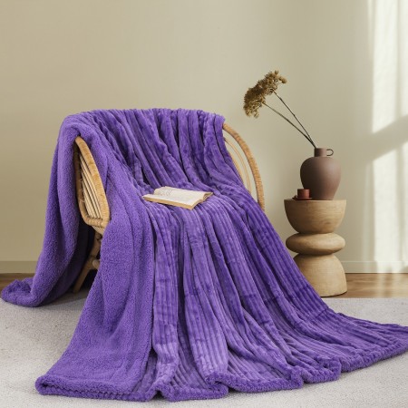 ΚΟΥΒΕΡΤΑ FLEECE/SHERPA 220X240 ADAM HOME (400) PURPLE(73)