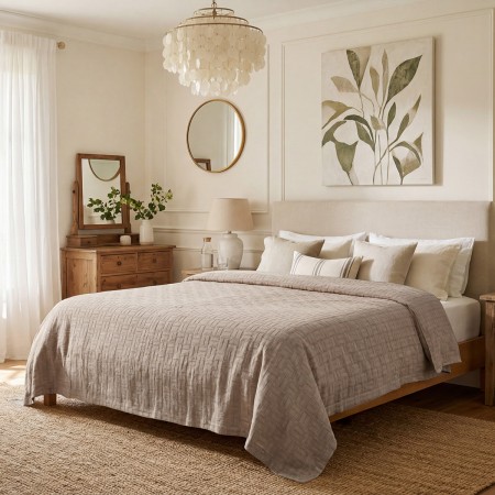ΚΟΥΒΕΡΤΑ ΖΑΚΑΡ KING SIZE  MATLASSE ROMVIA 260X270 BEIGE (360 gsm)