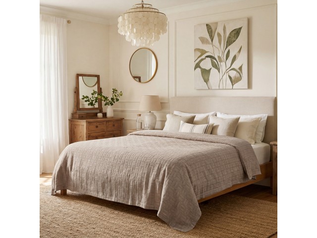ΚΟΥΒΕΡΤΑ ΖΑΚΑΡ ΥΠΕΡΔΙΠΛΗ  MATLASSE ROMVIA 230X270 BEIGE (360 gsm)