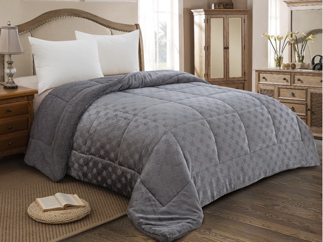 ΚΟΥΒΕΡΤΟΠΑΠΛΩΜΑ ΥΠΕΡΔΙΠΛΟ 220X240  ADAM HOME (825) GREY