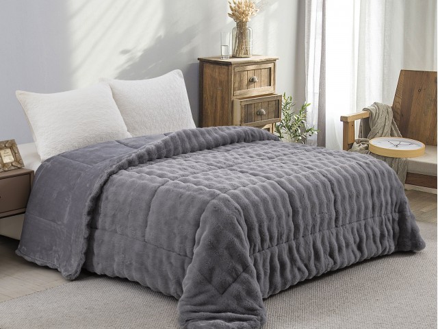 ΚΟΥΒΕΡΤΟΠΑΠΛΩΜΑ ΓΟΥΝΑ/FLANNEL ΜΟΝΟ 160X220 ADAM HOME (910) GREY  