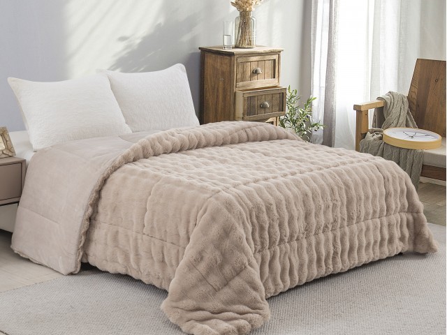 ΚΟΥΒΕΡΤΟΠΑΠΛΩΜΑ ΓΟΥΝΑ/FLANNEL ΥΠΕΡΔΙΠΛΟ 220X240 ADAM HOME (910) TAUPE