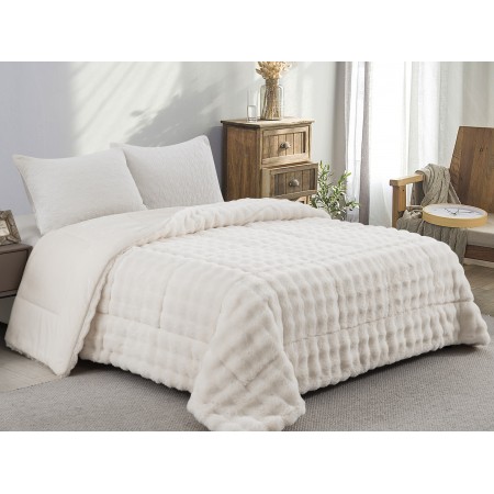ΚΟΥΒΕΡΤΟΠΑΠΛΩΜΑ ΓΟΥΝΑ/FLANNEL ΜΟΝΟ 160X220 ADAM HOME (910) WHITE  