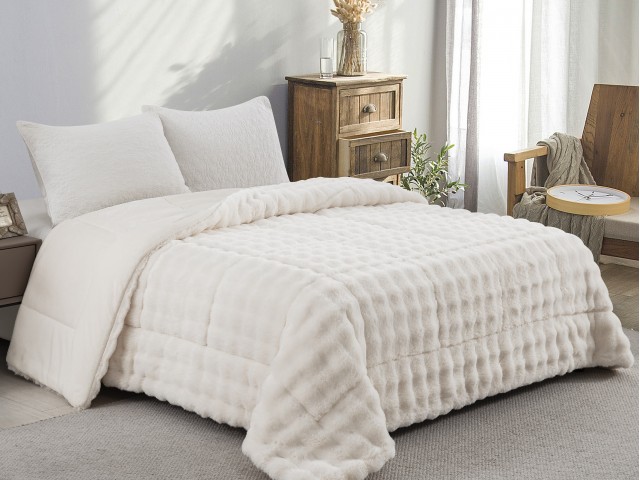 ΚΟΥΒΕΡΤΟΠΑΠΛΩΜΑ ΓΟΥΝΑ/FLANNEL ΥΠΕΡΔΙΠΛΟ 220X240 ADAM HOME (910) WHITE
