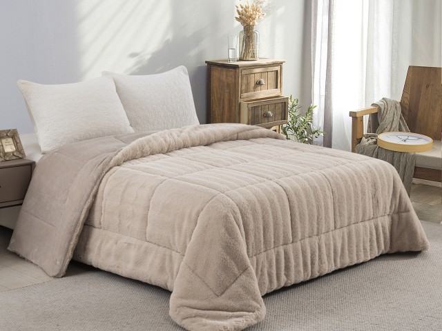 ΚΟΥΒΕΡΤΟΠΑΠΛΩΜΑ ΓΟΥΝΑ/FLANNEL ΜΟΝΟ 160X220 ADAM HOME (920) TAUPE