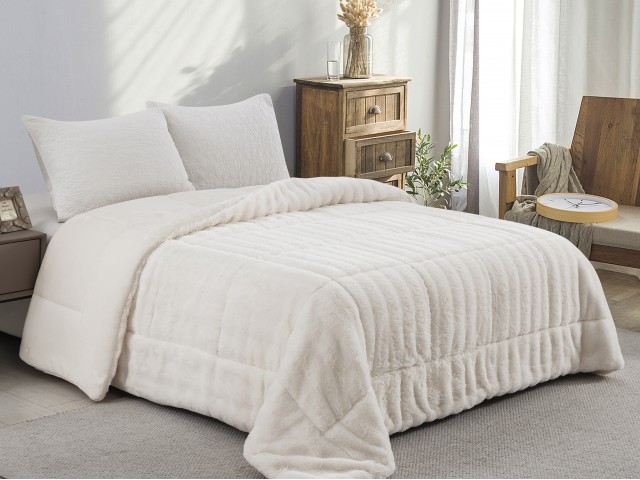 ΚΟΥΒΕΡΤΟΠΑΠΛΩΜΑ ΓΟΥΝΑ/FLANNEL ΜΟΝΟ 160X220 ADAM HOME (920) WHITE