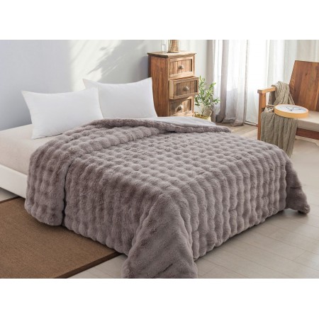 ΚΟΥΒΕΡΤΟΠΑΠΛΩΜΑ ΓΟΥΝΑ/FLANNEL ΥΠΕΡΔΙΠΛΟ 220X240 ADAM HOME GREY