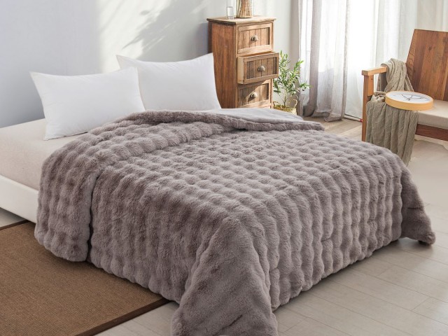 ΚΟΥΒΕΡΤΟΠΑΠΛΩΜΑ ΓΟΥΝΑ/FLANNEL ΥΠΕΡΔΙΠΛΟ 220X240 ADAM HOME GREY