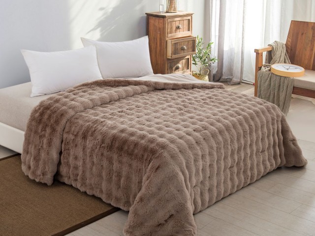 ΚΟΥΒΕΡΤΟΠΑΠΛΩΜΑ ΓΟΥΝΑ/FLANNEL ΥΠΕΡΔΙΠΛΟ 220X240 ADAM HOME TAUPE