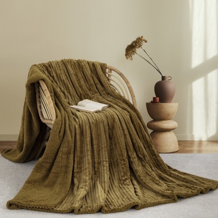 ΚΟΥΒΕΡΤΑ FLEECE/SHERPA 220X240 ADAM HOME (400) HONEY GOLD(75)