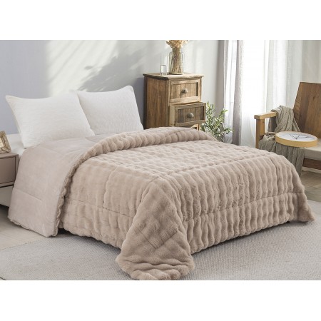 ΚΟΥΒΕΡΤΟΠΑΠΛΩΜΑ ΓΟΥΝΑ/FLANNEL ΜΟΝΟ 160X220 ADAM HOME (910) TAUPE  