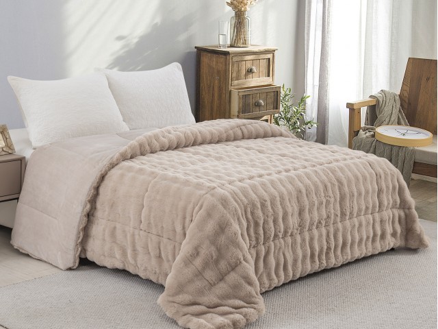 ΚΟΥΒΕΡΤΟΠΑΠΛΩΜΑ ΓΟΥΝΑ/FLANNEL ΜΟΝΟ 160X220 ADAM HOME (910) TAUPE  
