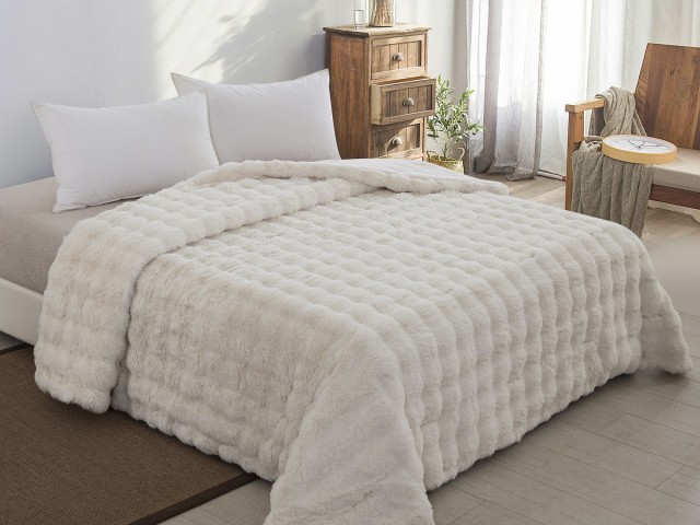 ΚΟΥΒΕΡΤΟΠΑΠΛΩΜΑ ΓΟΥΝΑ/FLANNEL ΥΠΕΡΔΙΠΛΟ 220X240 ADAM HOME WHITE